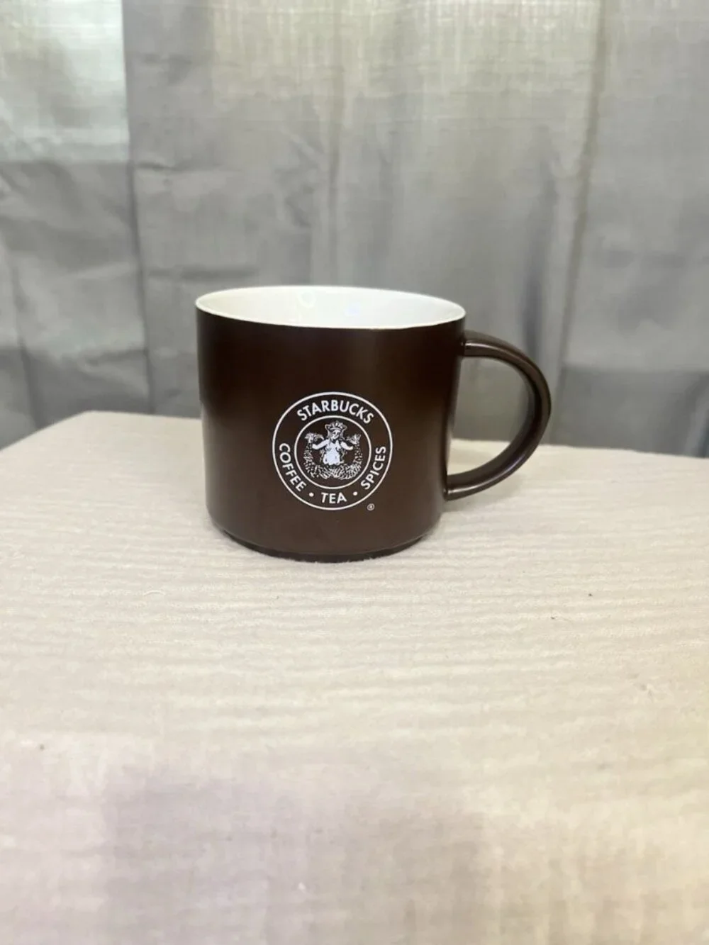 Starbucks 2013 Matte Brown Coffee Mug First Store Pike Place Market Seattle 14oz